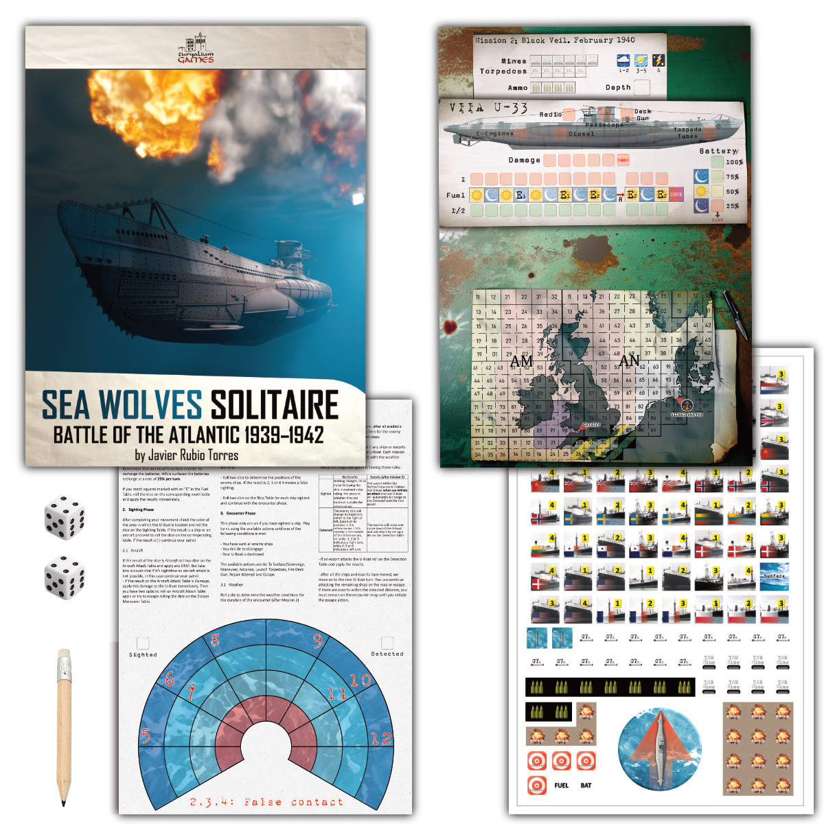 COMPONENTS for Sea Wolves Solitaire - Battle of the Atlantic 1939-1942